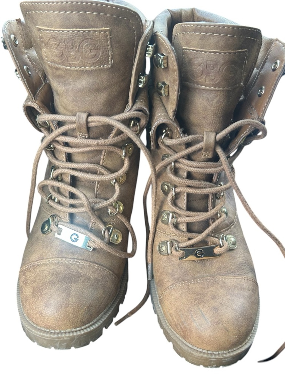 GBG Los Angeles Brown Lace-Up Combat Boots